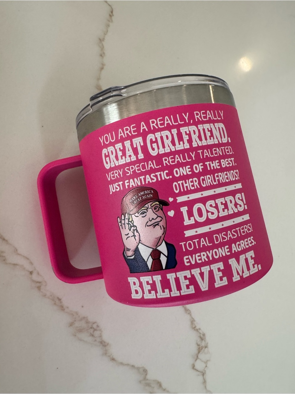 Trump Pink Stainless Steel Travel Mug